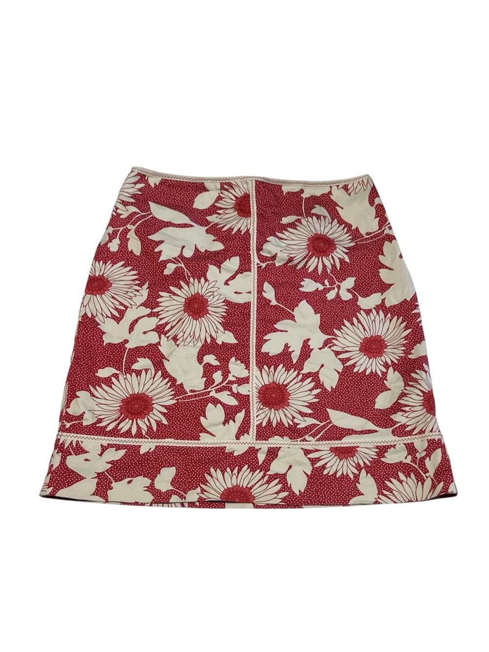 LOFT Red‎ Floral A-Line Skirt Botanicals